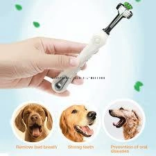 Escova de dentes para animais de estimação, escova de três lados, cuidados adicionais com os dentes, limpeza de cães e gatos Wbb12400